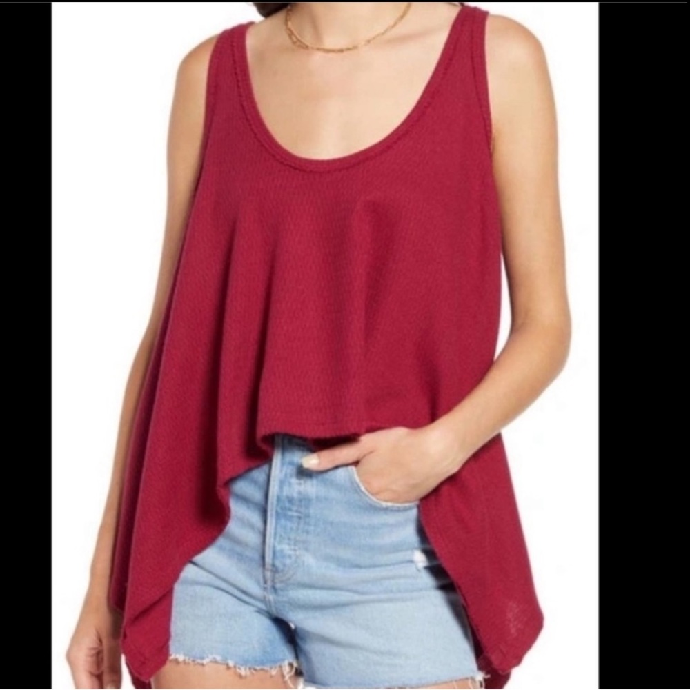 NWT We The Free Sing La La Scoop Sleeveless Asymmetrical Hem Knit Tank Sz Small
